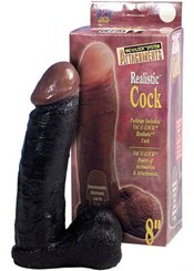 Doc Johnson Vac-U-Lock - Realistic Black Cock  8" - Gode Réaliste Black Cock